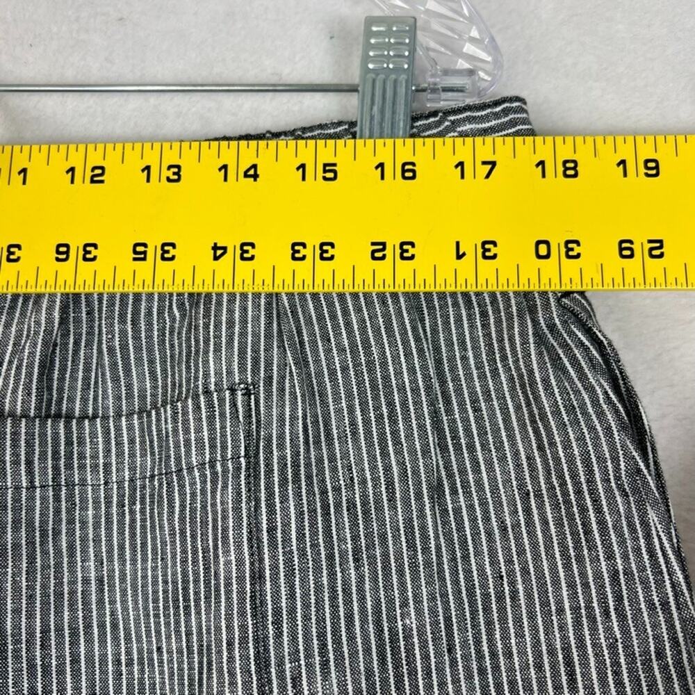 Coldwater Creek Women's Pants Size PL Linen Blue Striped Cropped Beachy Nautical - Picture 10 of 12